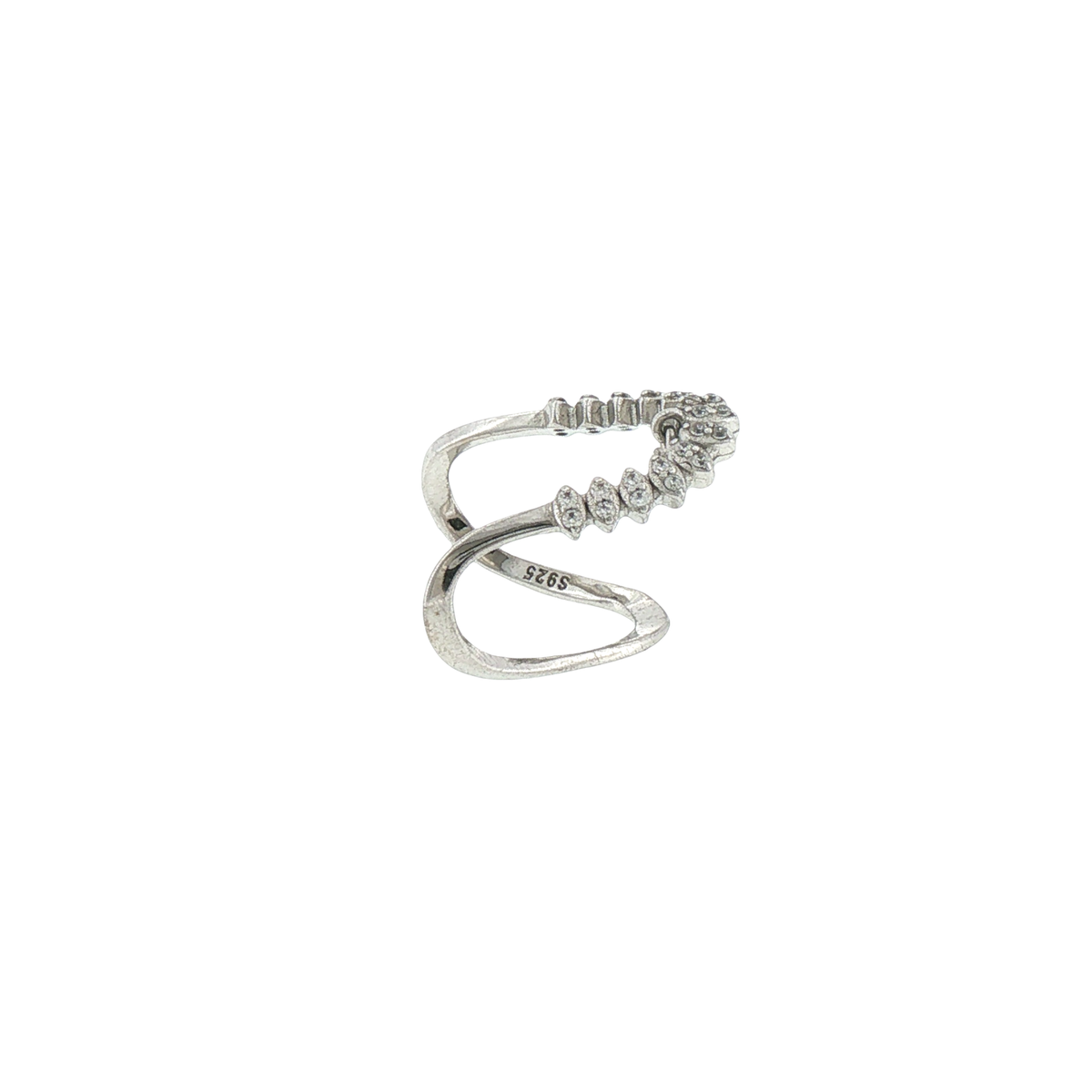 Silver Stackable Ring with Dangle Heart Charm