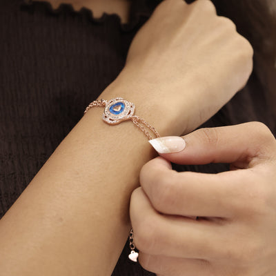 Rose Gold Royal Blue Sapphire Chain Bracelet