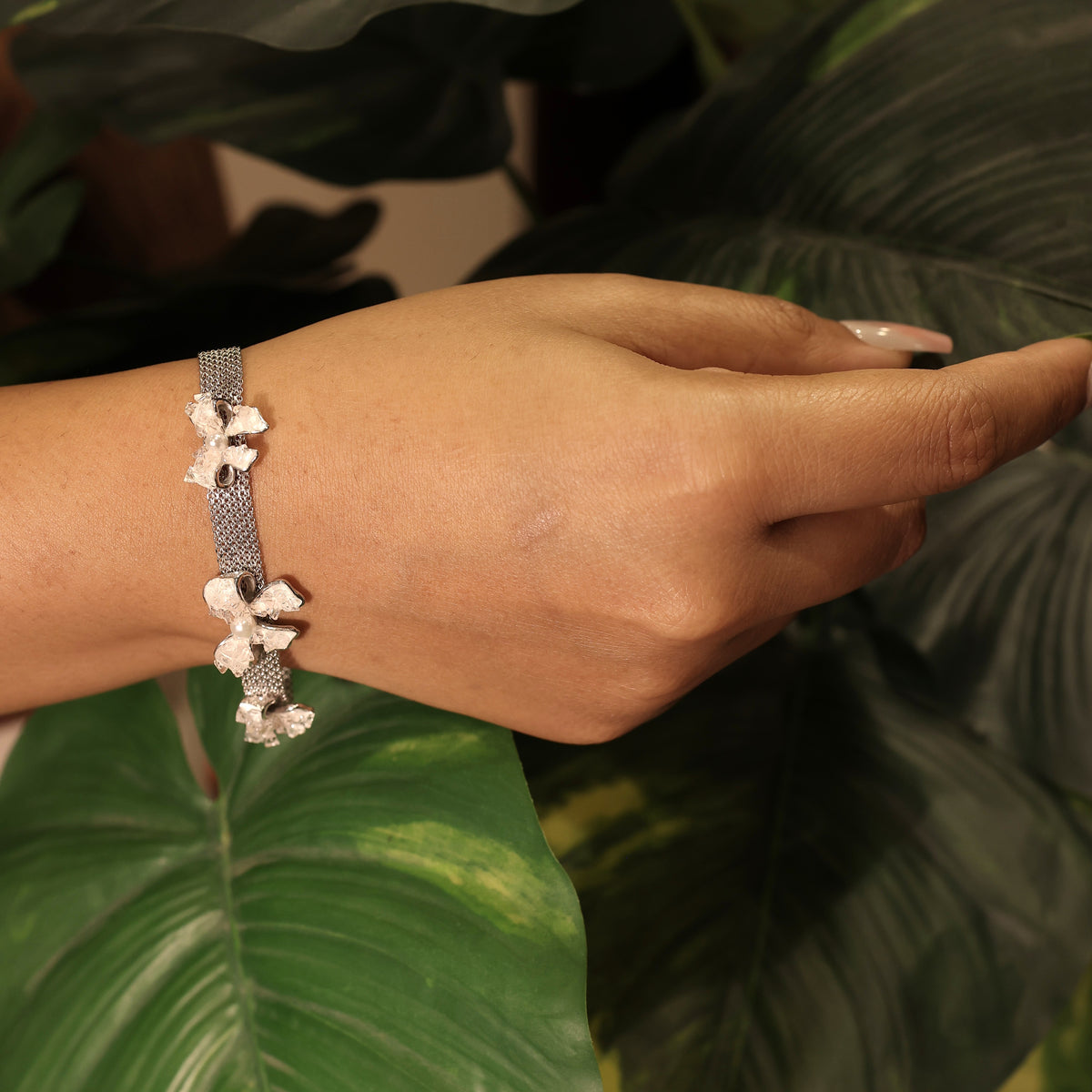 Silver Mesh Butterfly Bracelet