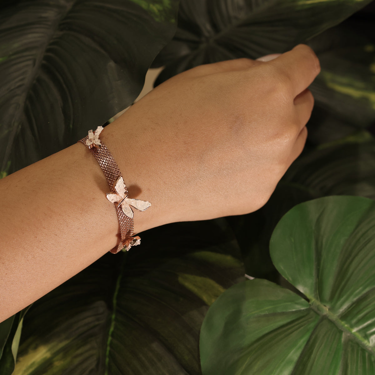 Rose Gold Mesh Butterfly Bracelet