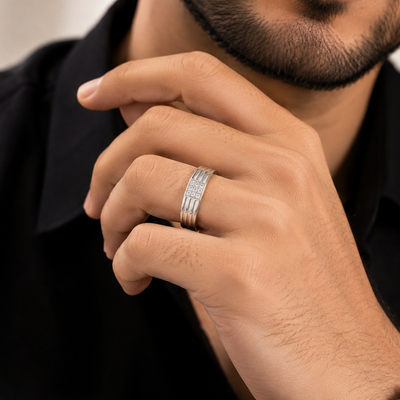Silver Stone Cluster Square Signet Ring