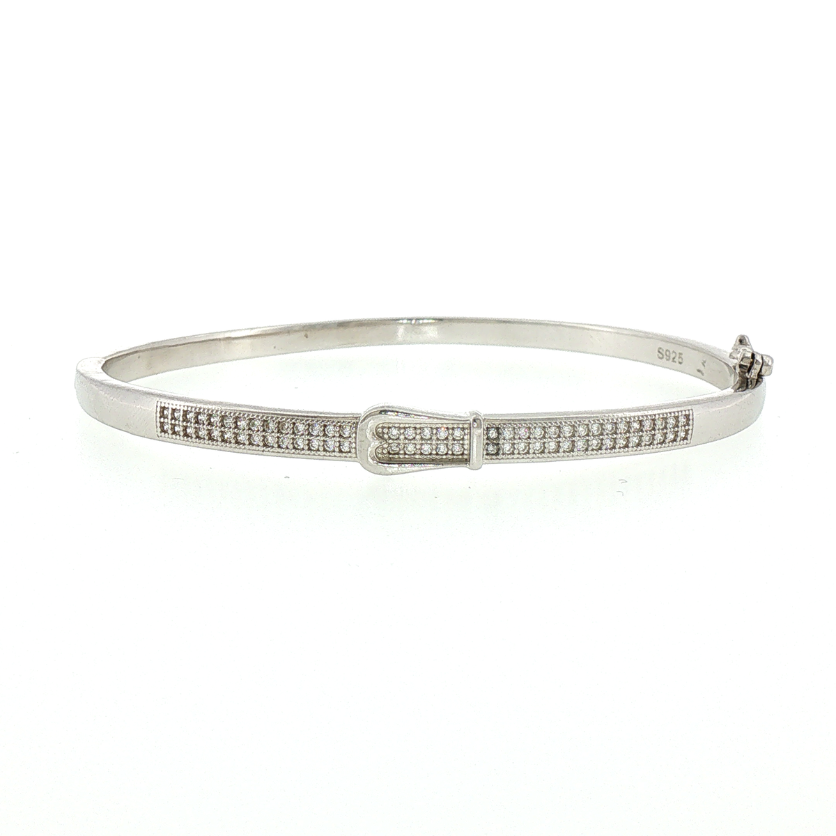 Silver Buckle Motif Bangle Bracelet