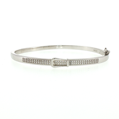 Silver Buckle Motif Bangle Bracelet