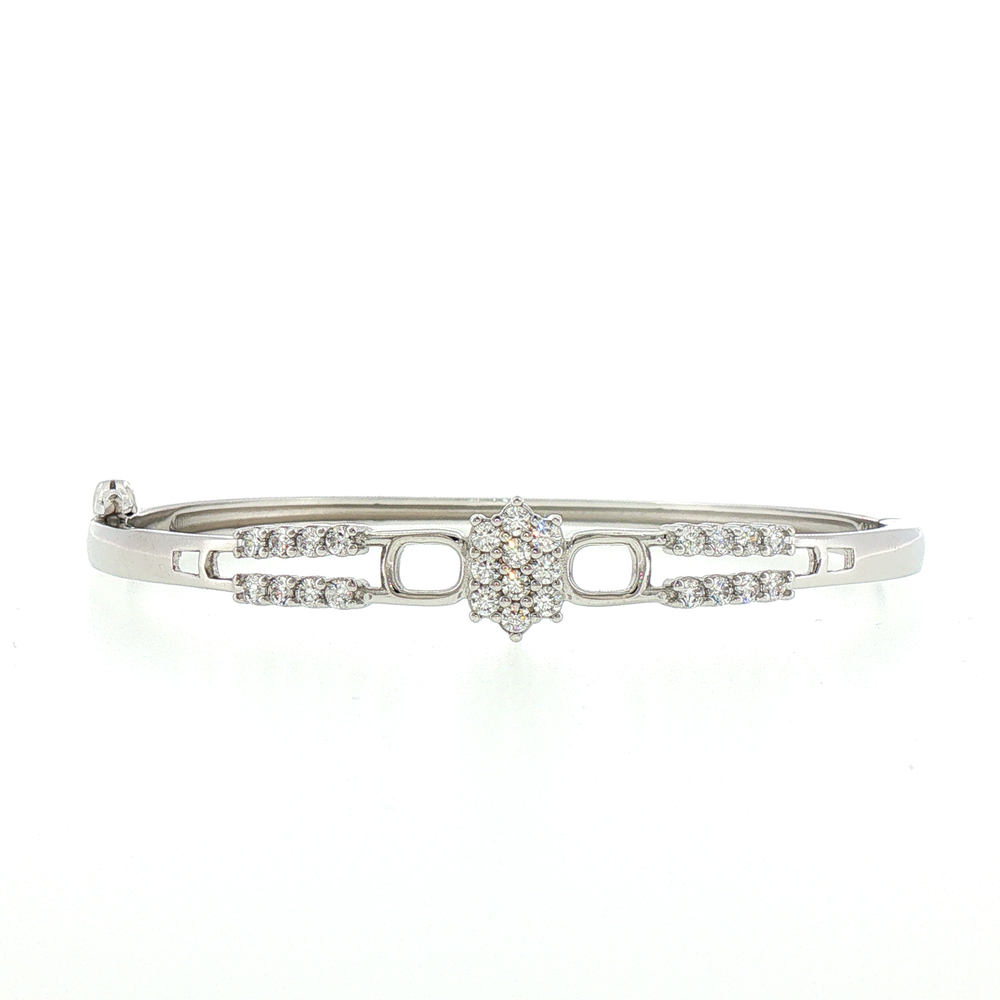Silver Stones Cluster Geometric Bangle Bracelet