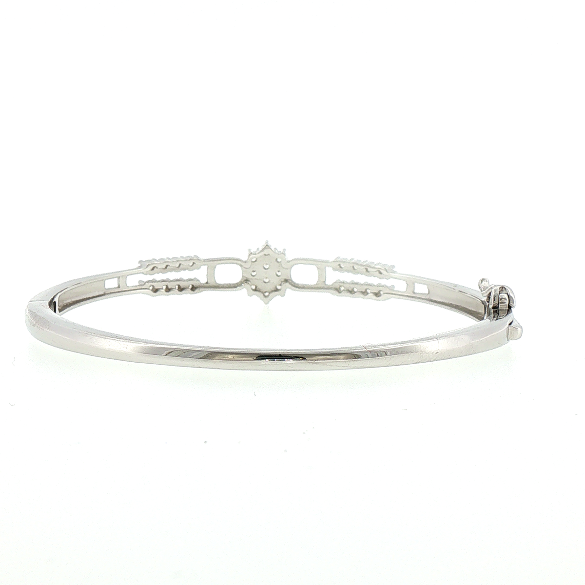 Silver Stones Cluster Geometric Bangle Bracelet