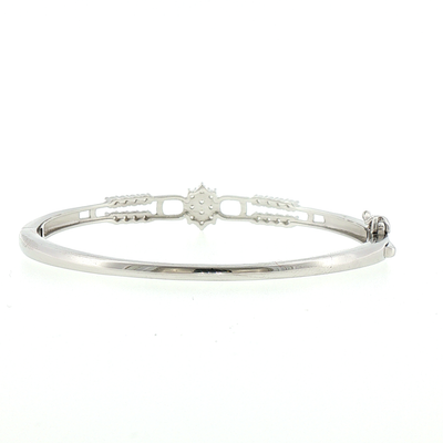 Silver Stones Cluster Geometric Bangle Bracelet