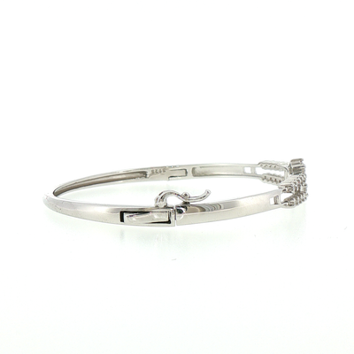 Silver Stones Cluster Geometric Bangle Bracelet
