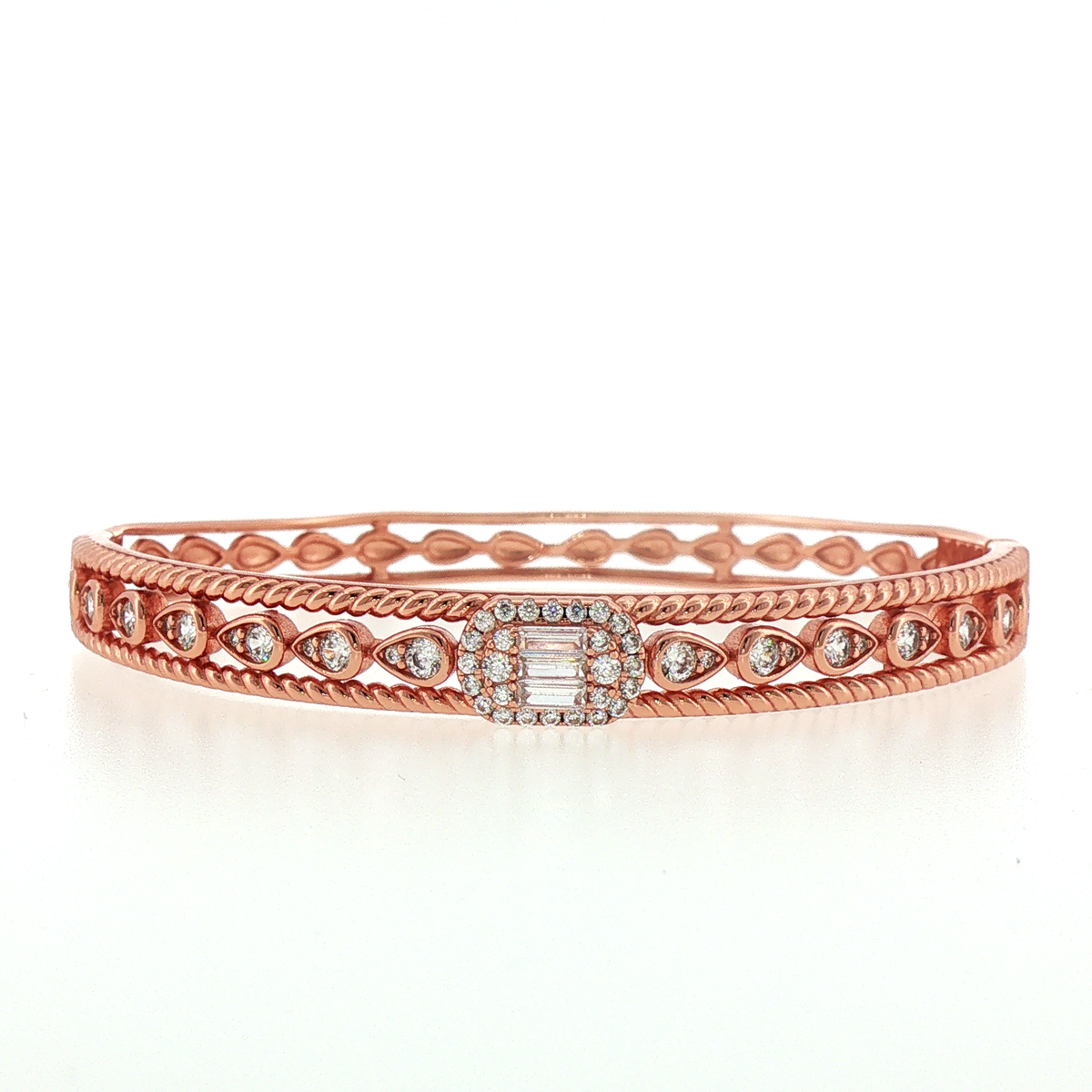 Rose Gold Bangle Bracelet with Rope Detailing