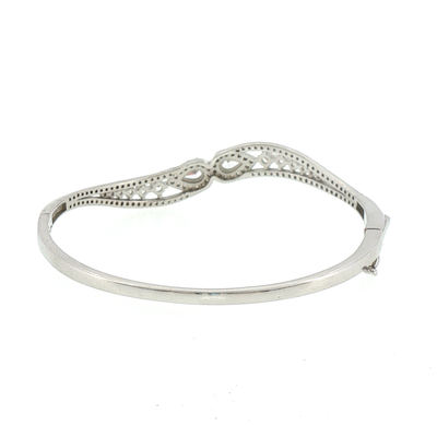 Silver Bangle Bracelet with Pear and Round Stones