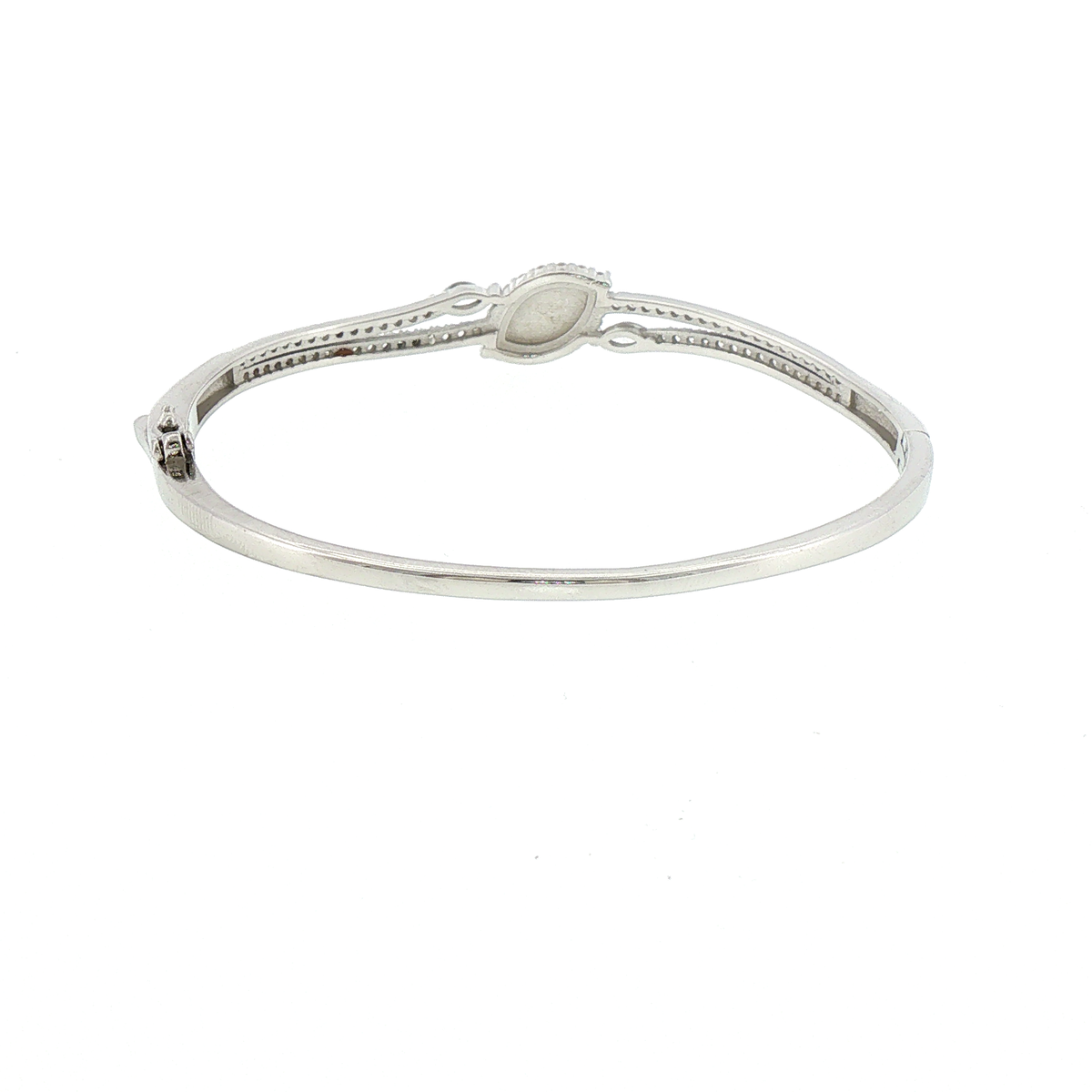 Silver Opal Halo Bangle Bracelet