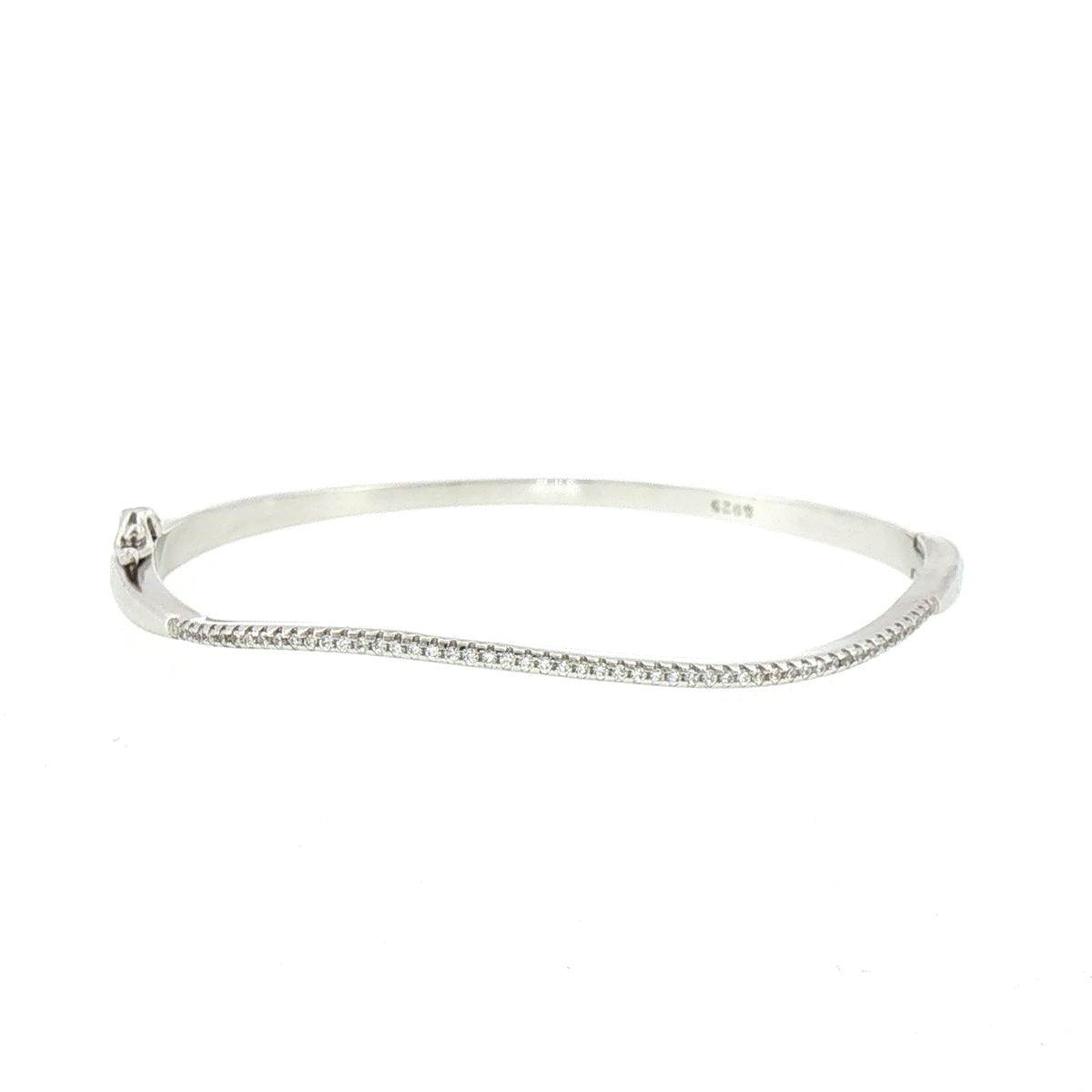 Silver Minimalist Wavy Pave Line Bracelet