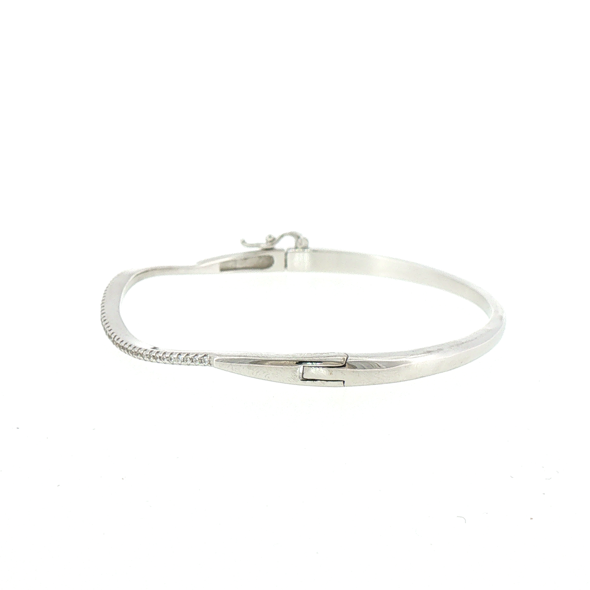 Silver Minimalist Wavy Pave Line Bracelet