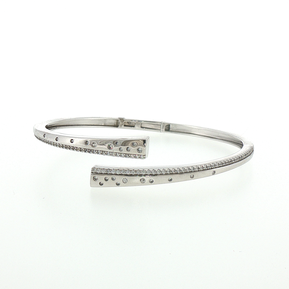 Silver Starlight Bypass Cuff Bracelet