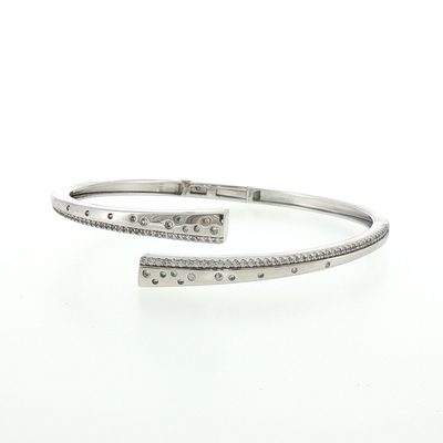 Silver Starlight Bypass Cuff Bracelet