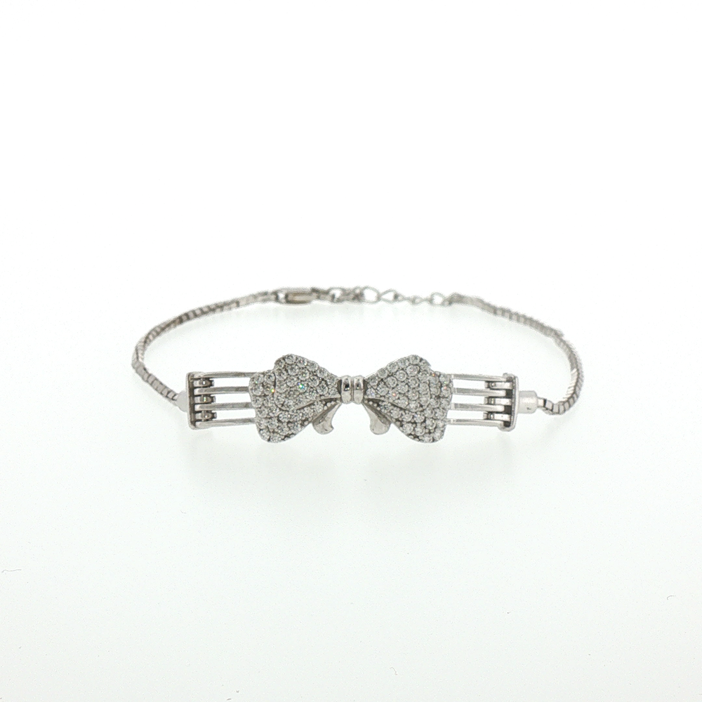 Silver Dual Pave Heart Charm Bracelet