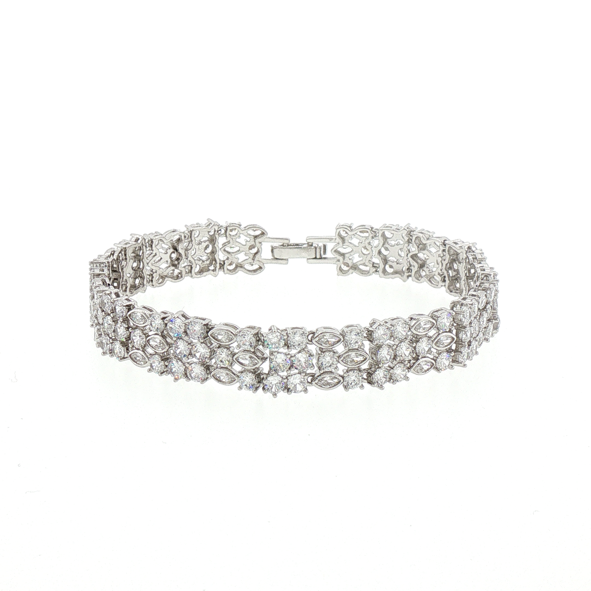 Silver Empress Crown Lattice Bracelet