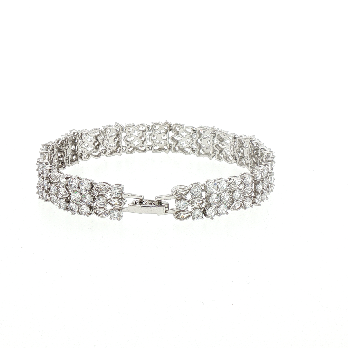 Silver Empress Crown Lattice Bracelet