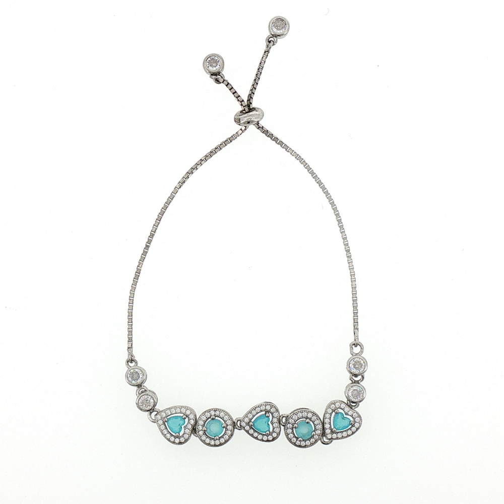 Silver Turquoise Heart Slider Bracelet