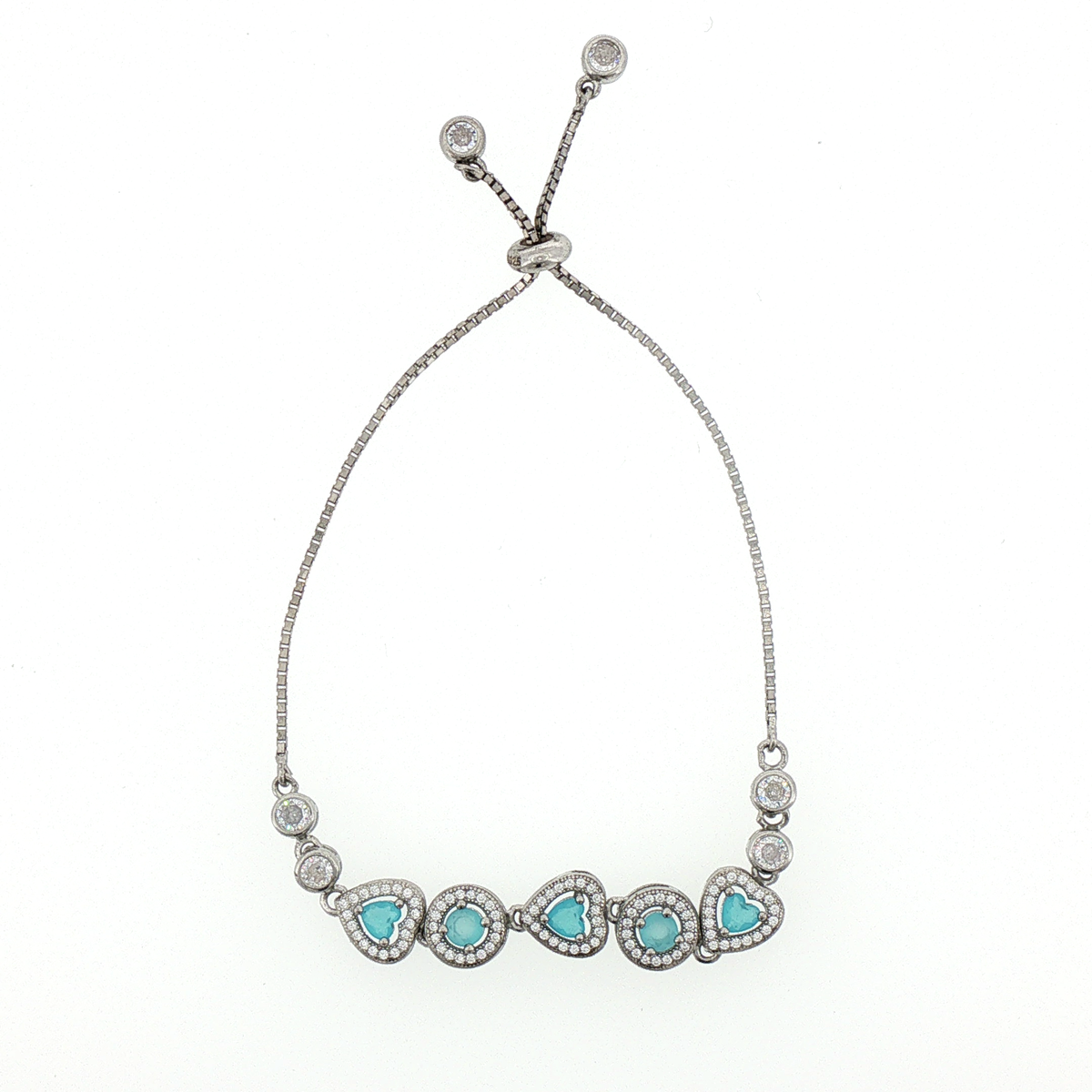 Silver Turquoise Heart Slider Bracelet
