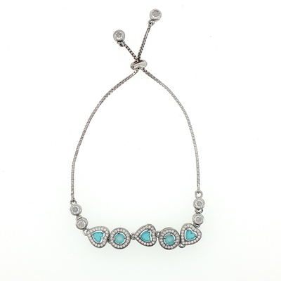 Silver Turquoise Heart Slider Bracelet