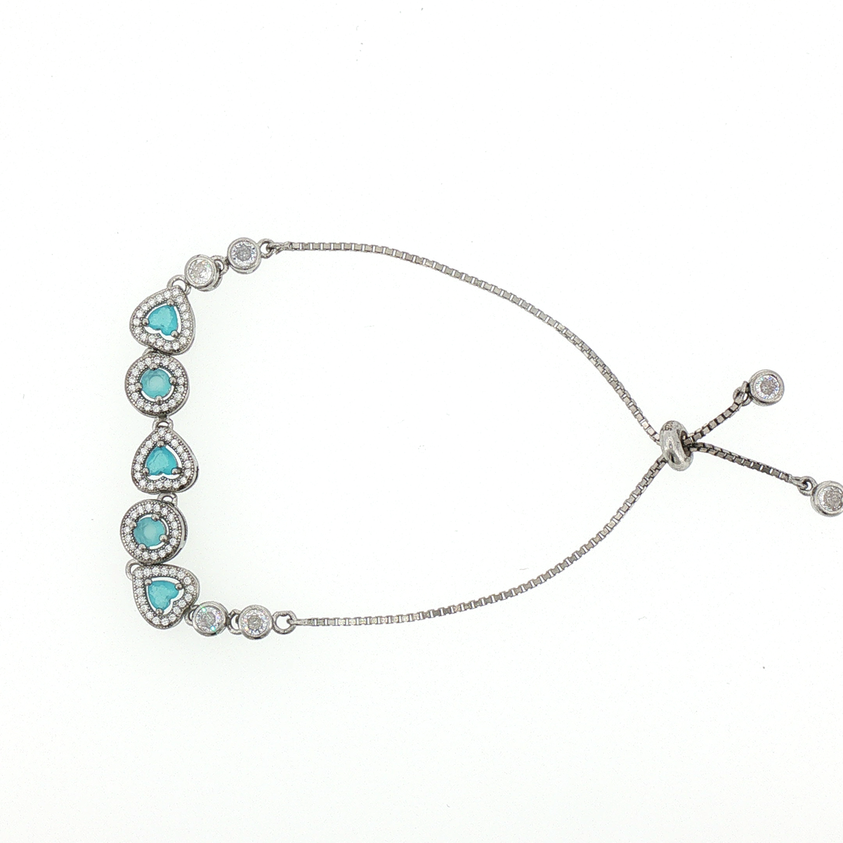 Silver Turquoise Heart Slider Bracelet