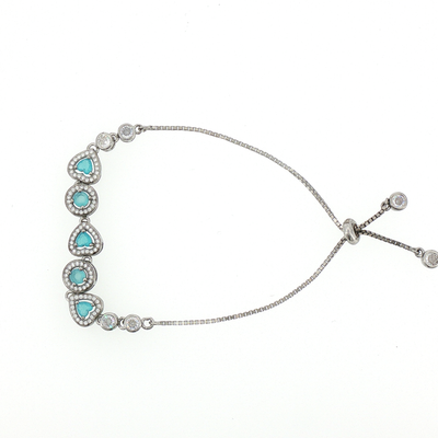 Silver Turquoise Heart Slider Bracelet