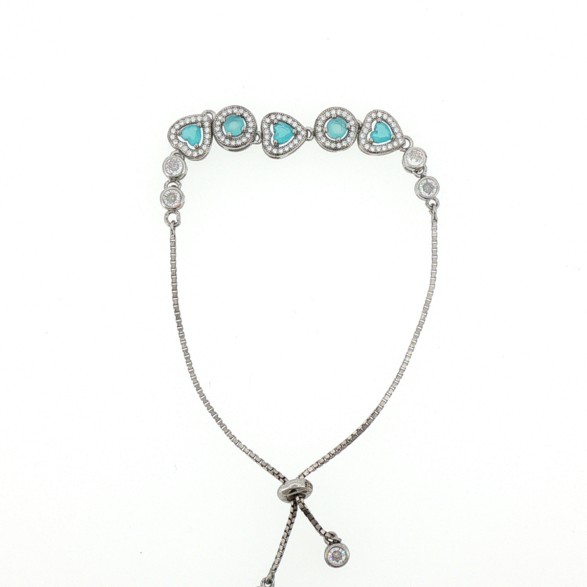 Silver Turquoise Heart Slider Bracelet