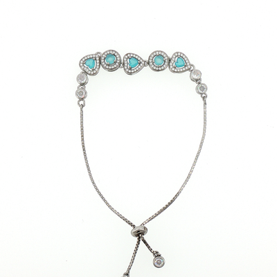Silver Turquoise Heart Slider Bracelet