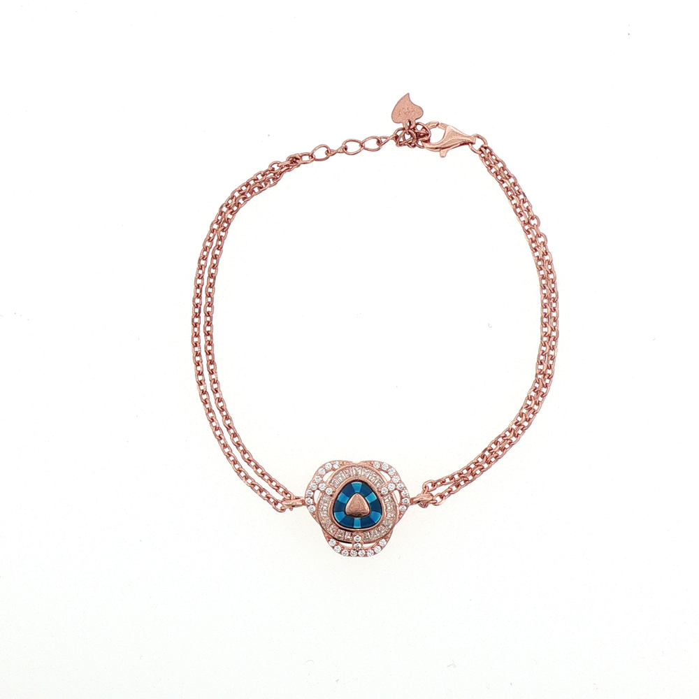 Rose Gold Royal Blue Sapphire Chain Bracelet