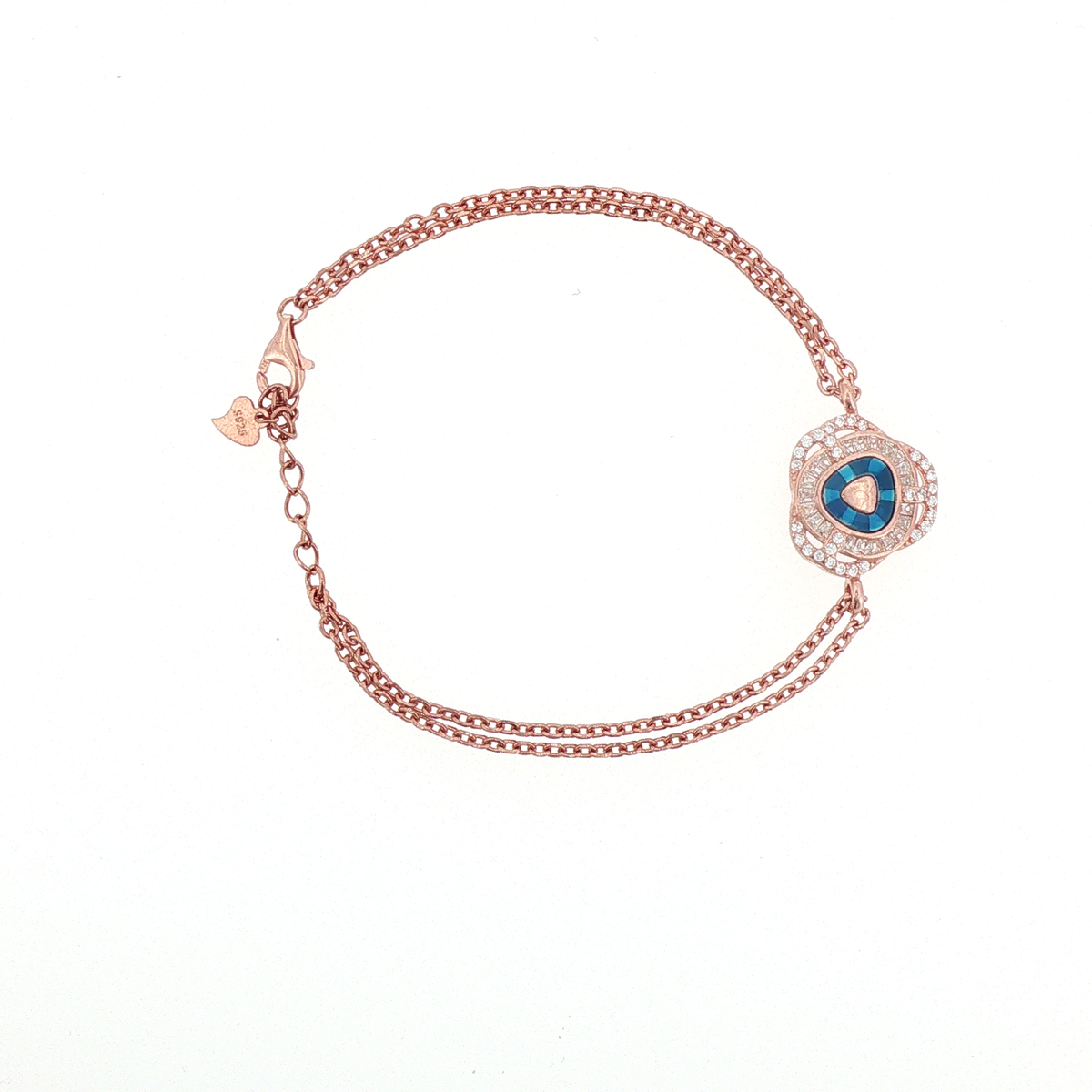 Rose Gold Royal Blue Sapphire Chain Bracelet