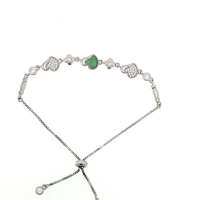 Silver Emerald Accent Slider Bracelet