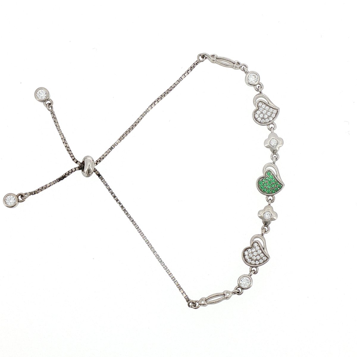 Silver Emerald Accent Slider Bracelet
