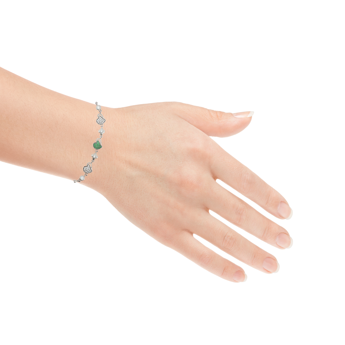 Silver Emerald Accent Slider Bracelet