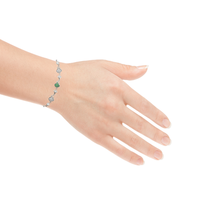 Silver Emerald Accent Slider Bracelet