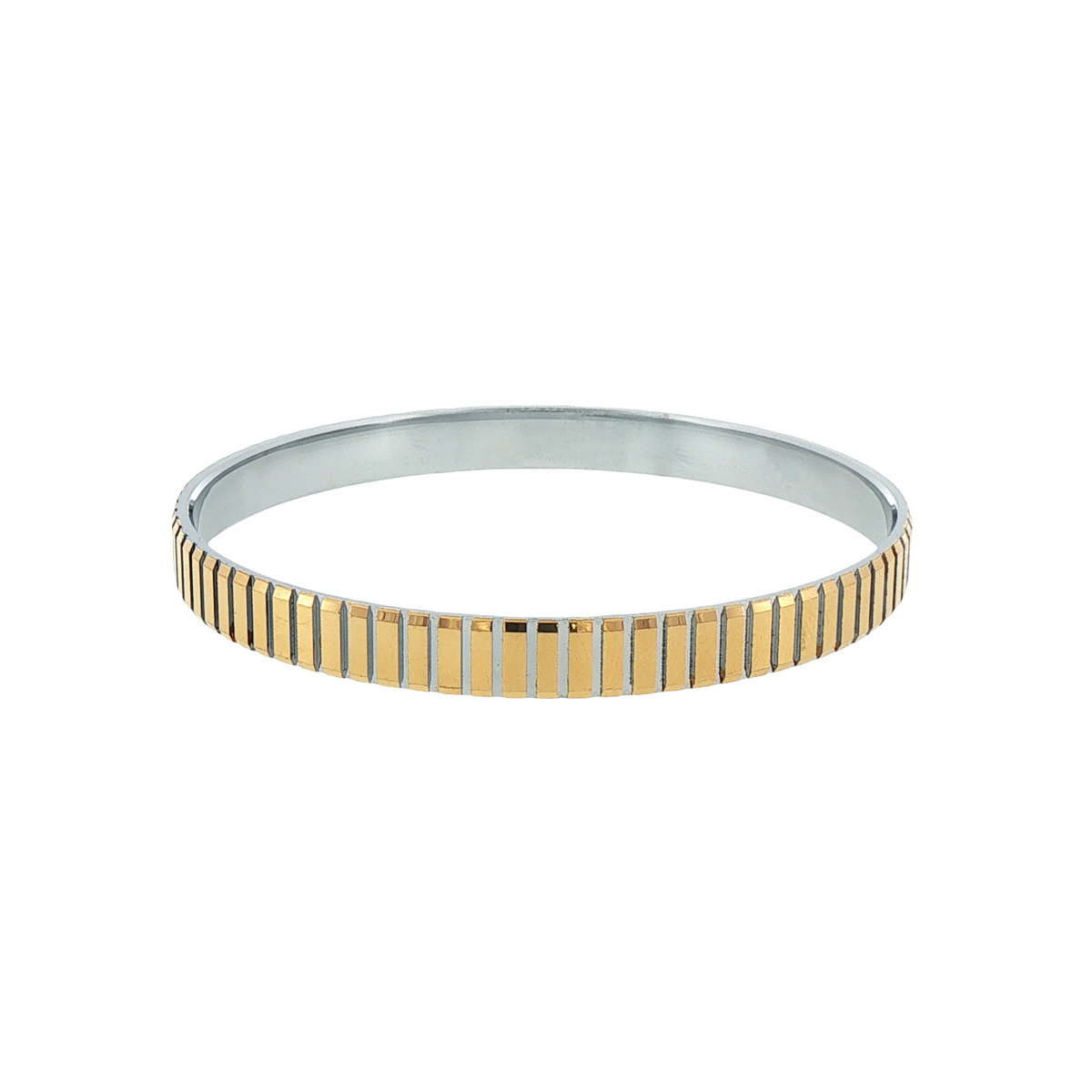Two-Tone Fluted Textured Silver Bracelet