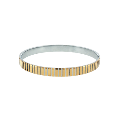 Two-Tone Fluted Textured Silver Bracelet