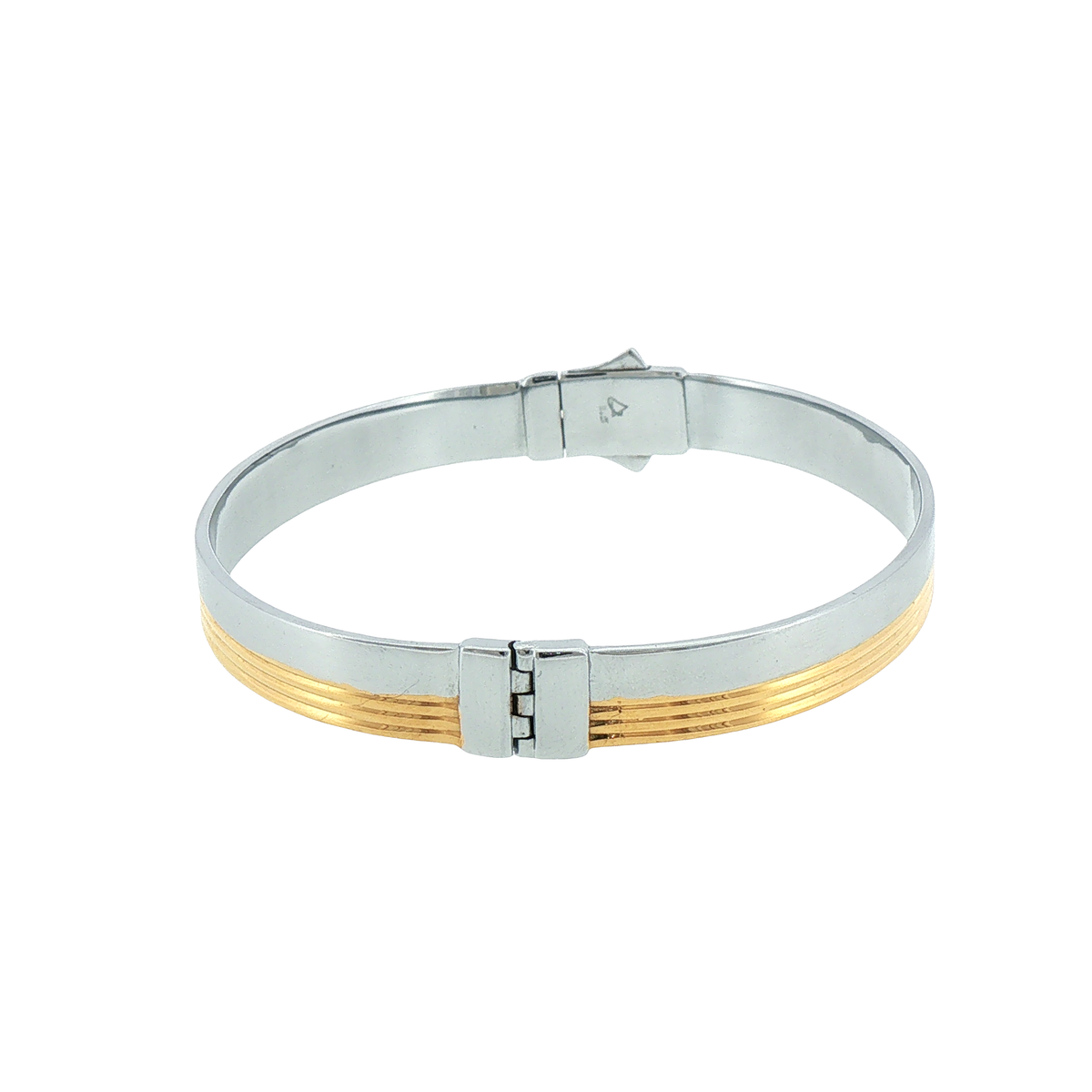Two-Tone Silver Hinged Bracelet