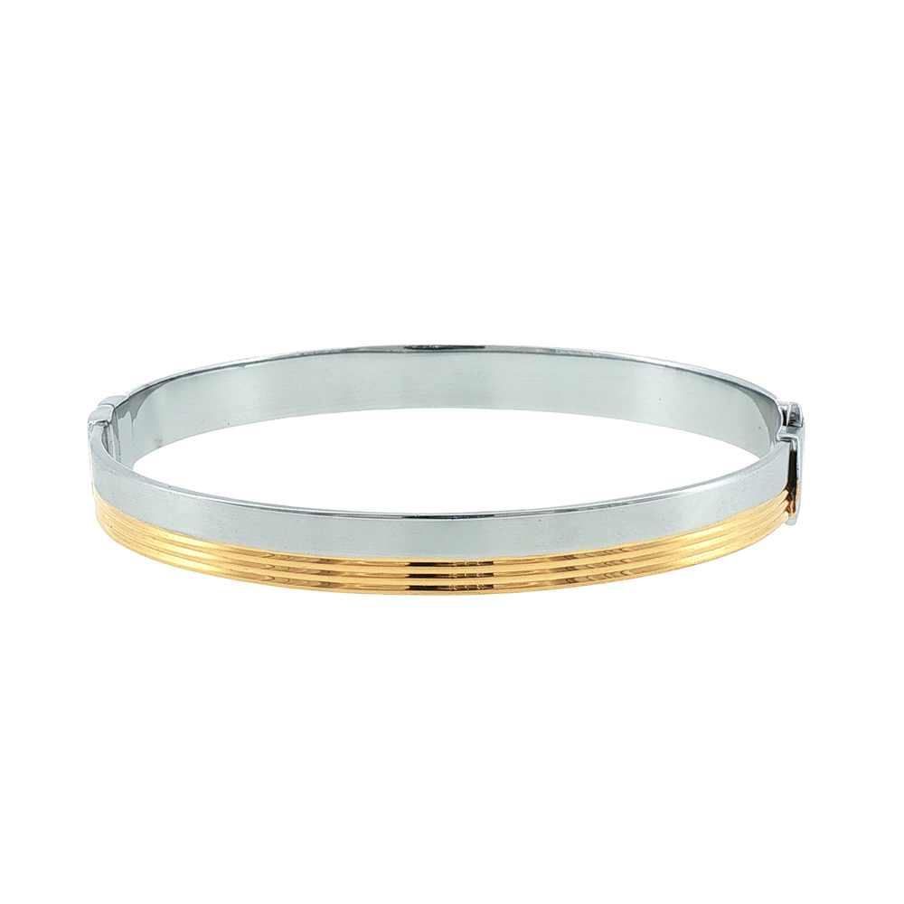 Two-Tone Silver Hinged Bracelet