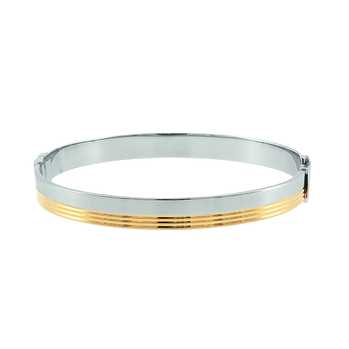 Two-Tone Silver Hinged Bracelet