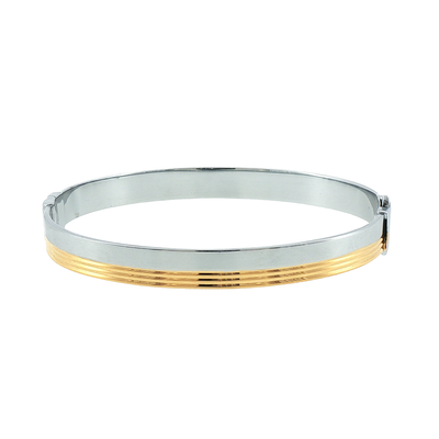 Two-Tone Silver Hinged Bracelet