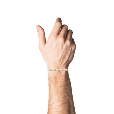 Silver & Gold Plated Cylindrical Link Chain Bracelet