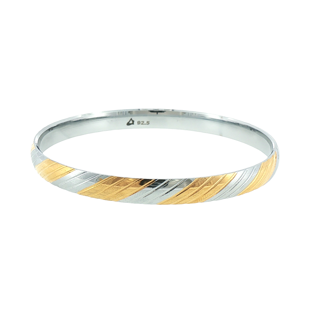 Silver Two-Tone Textured Bracelet