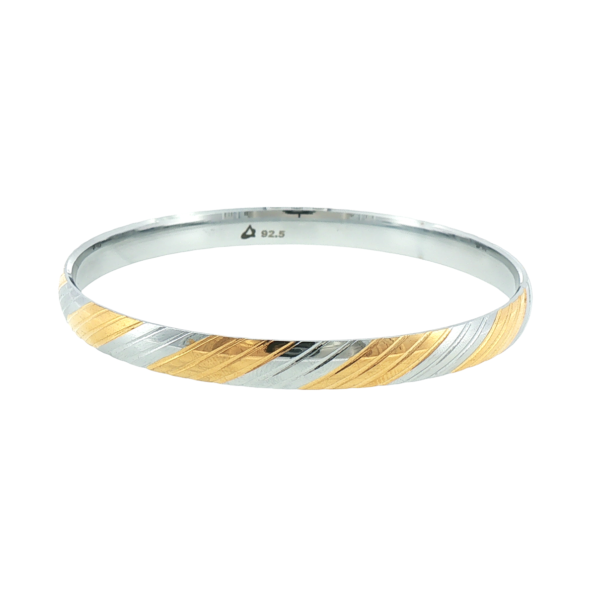Silver Two-Tone Textured Bracelet
