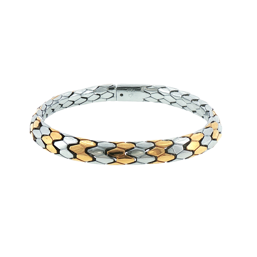 Silver Two-Tone Scale Link Bracelet
