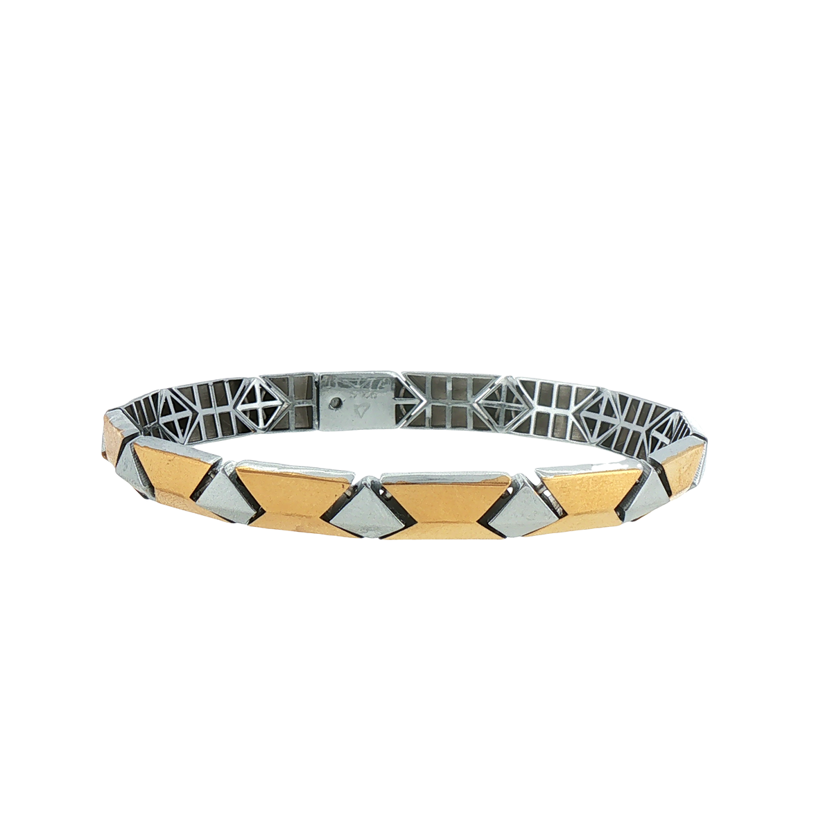 Silver Geometric Link Chain Bracelet