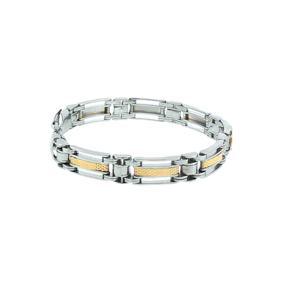 Silver Two-Tone Chain Bracelet with Om Symbol