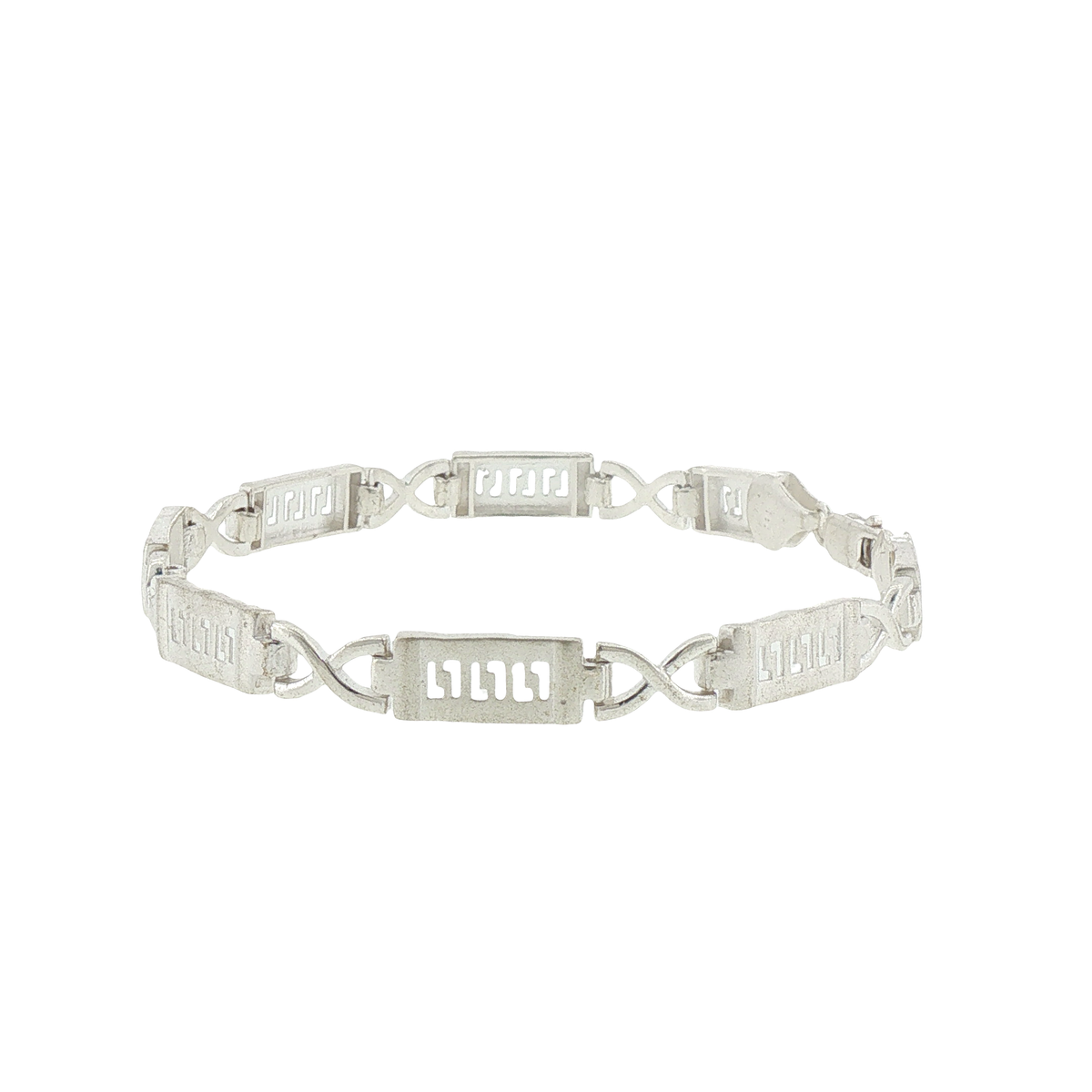 Silver Greek Key Motif Chain Bracelet