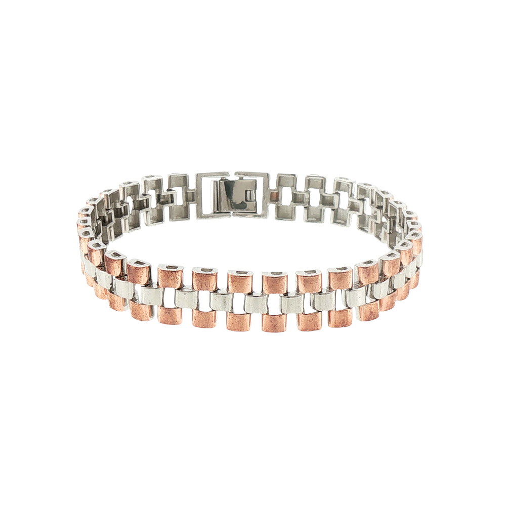 Two-Tone Rose Gold Link Chain Bracelet