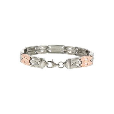 Silver Two-Tone Rectangular Link Bracelet