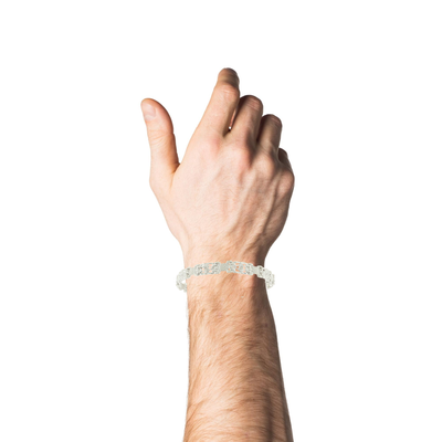 Silver Openwork Geometric Link Chain Bracelet